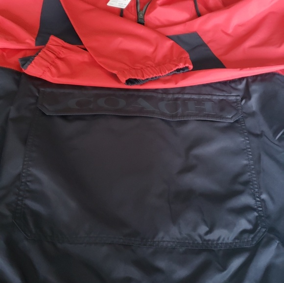 Brand NWTs Coach Red/Navy Pullover Half Zip Jacket - Picture 2 of 8